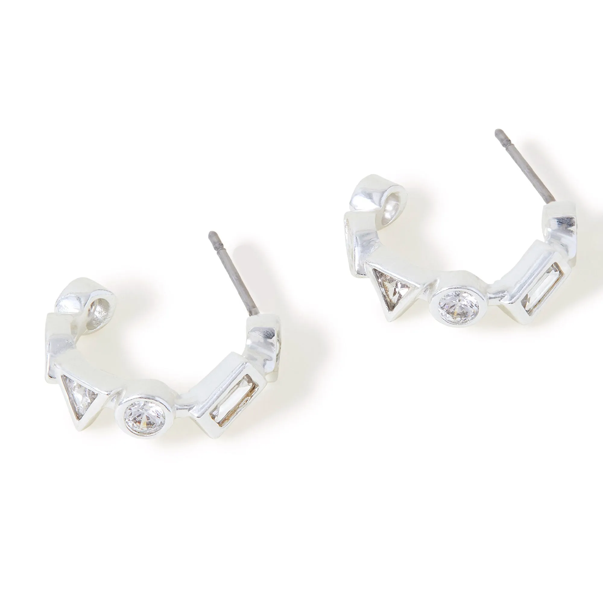 Sterling Silver-Plated Cluster Hoops