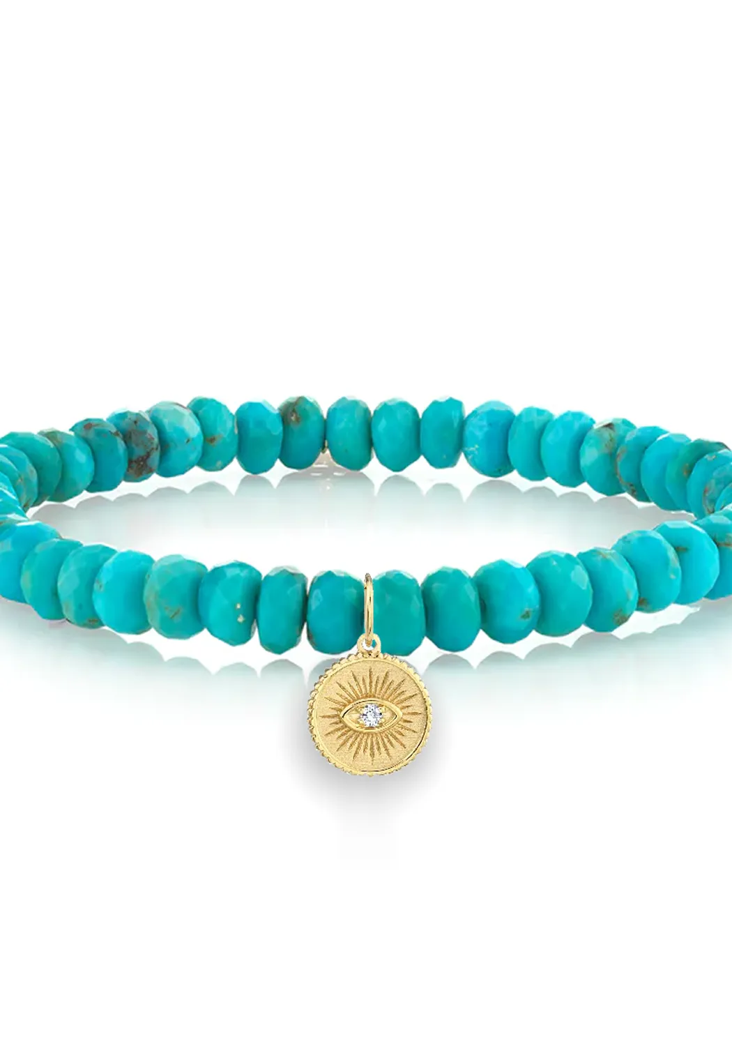 Sydney Evan Marquise Eye Coin Charm Turquoise Bead Bracelet