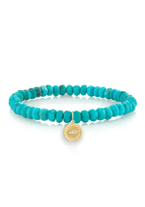 Sydney Evan Marquise Eye Coin Charm Turquoise Bead Bracelet