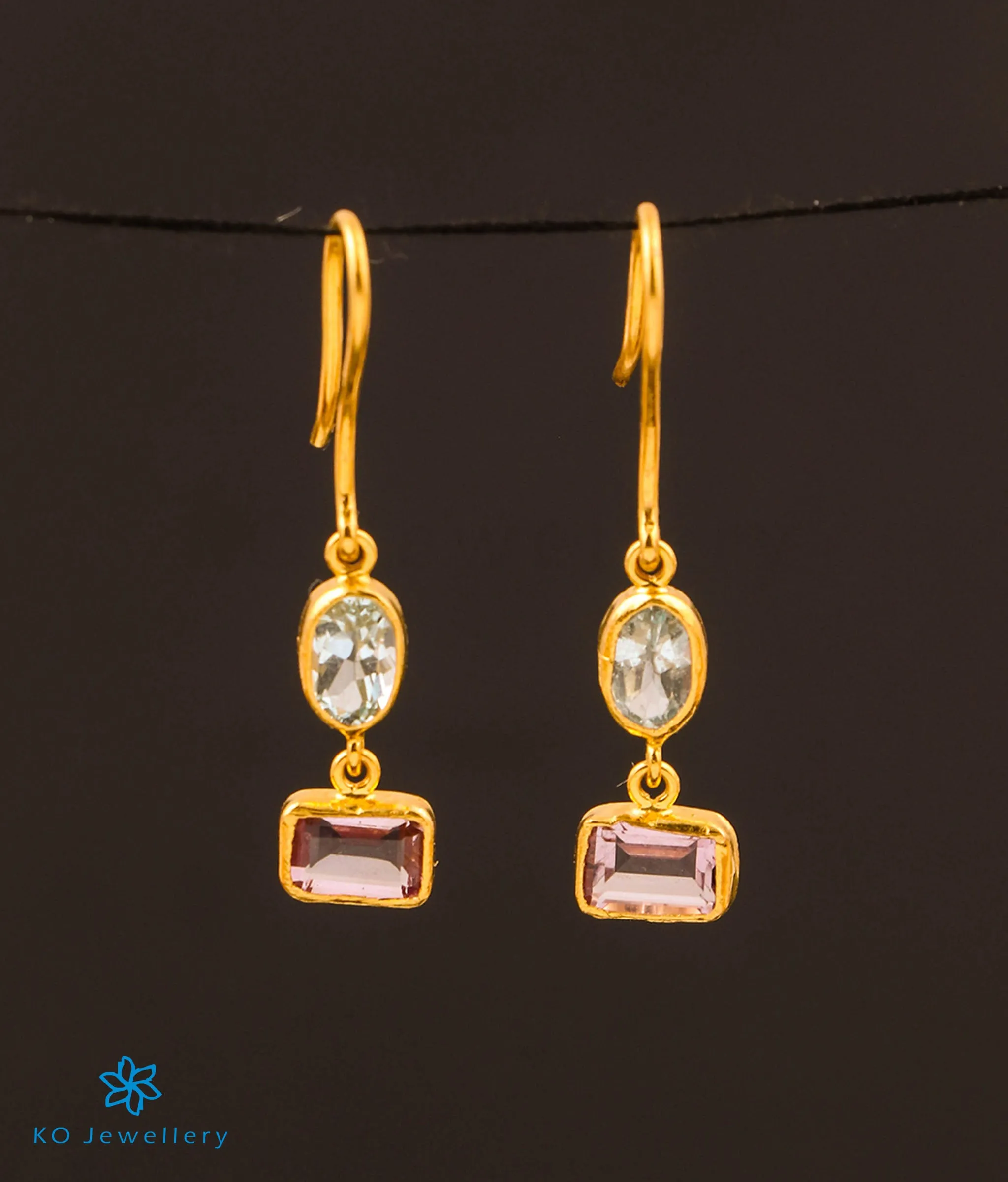 The Blue Topaz & Amethyst 22 KT Gold Earrings