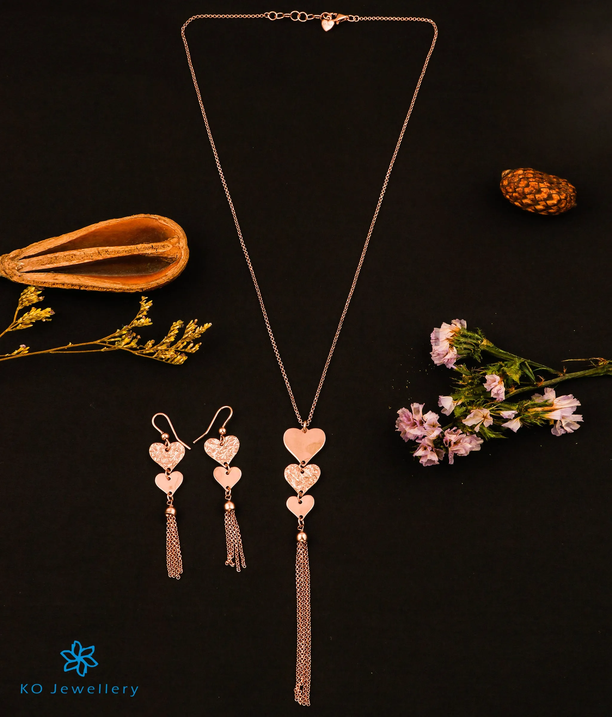 The Enchanting Heart Silver Rose-gold Necklace Set