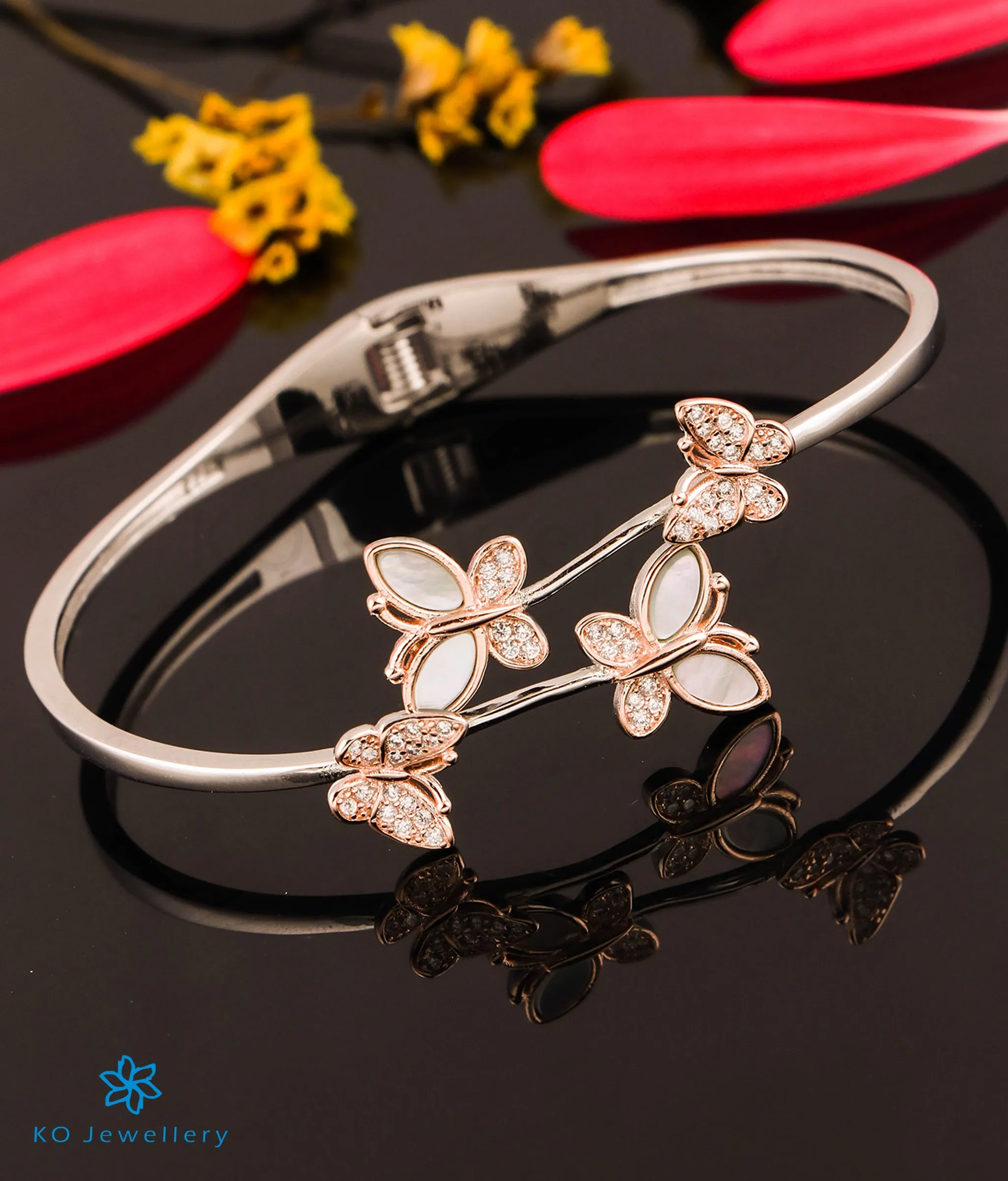 The Joyous Butterflies Silver 2 tone Bracelet