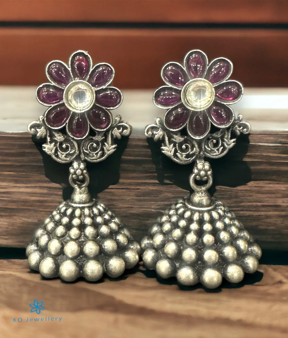 The Silver Kemp Jhumkas (Oxidised)