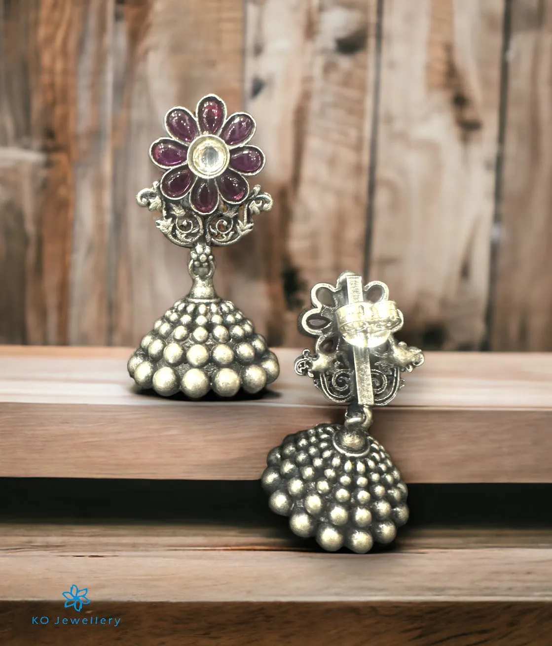 The Silver Kemp Jhumkas (Oxidised)