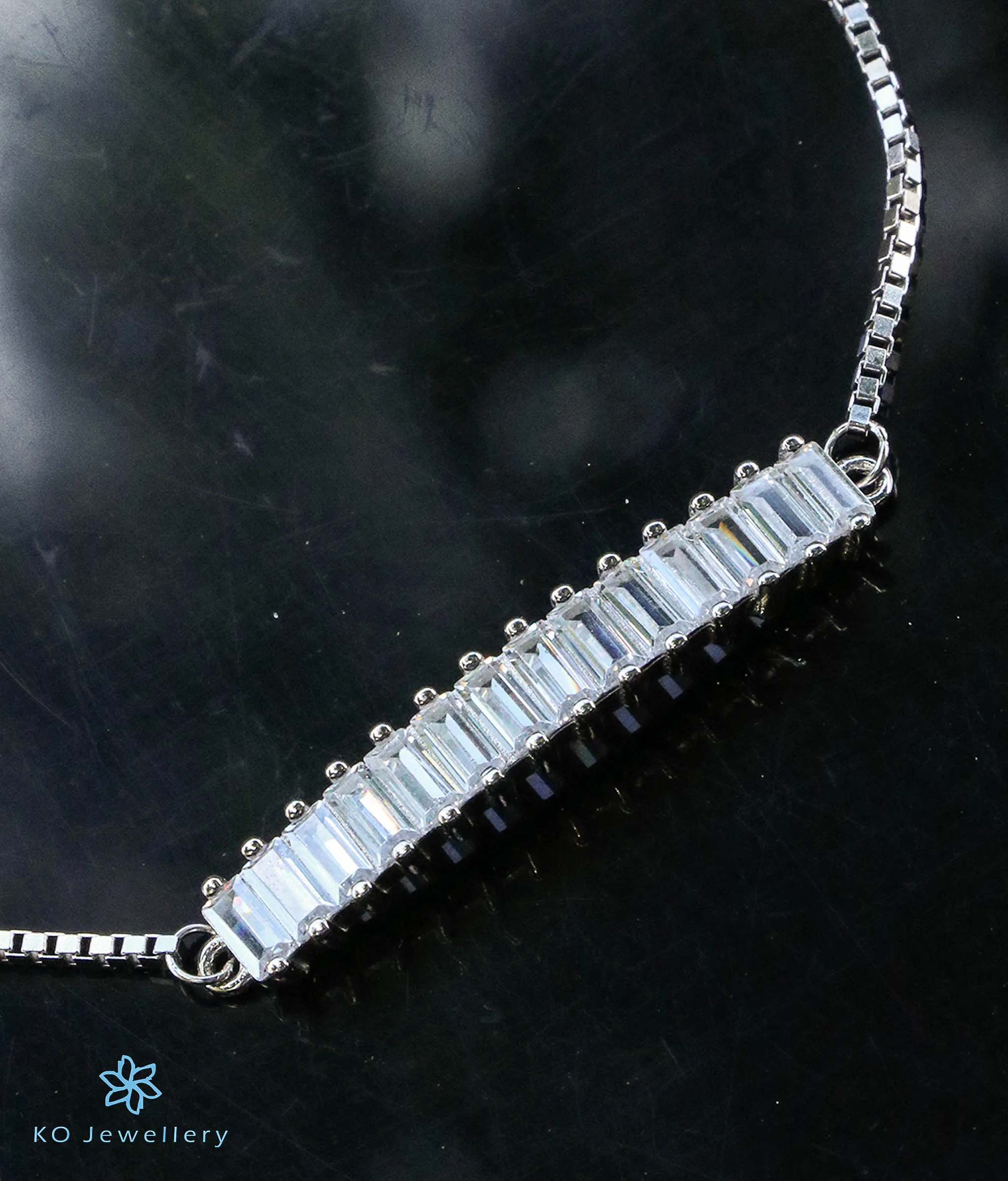 The Sparkling Baguette Adjustable Silver Bracelet