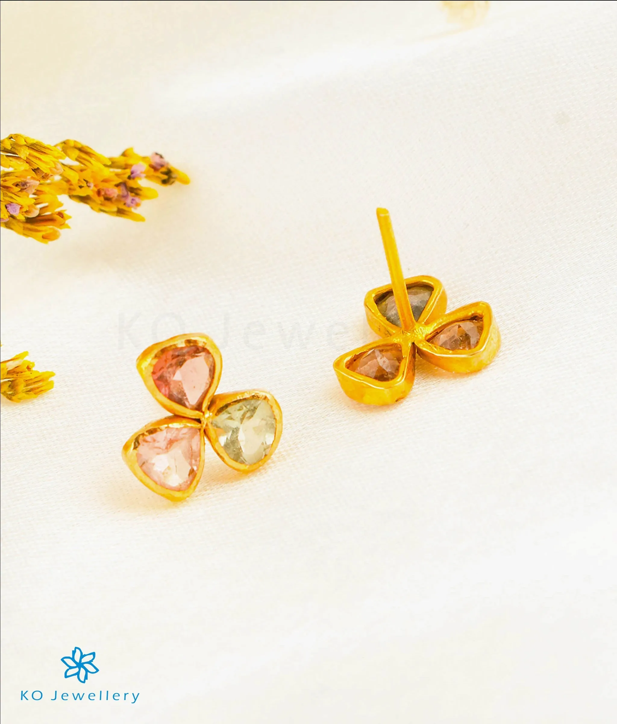 The Tourmaline Hearts Earrings in 22 KT Gold