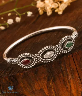 The Triratna Silver Openable Gemstone Bracelet