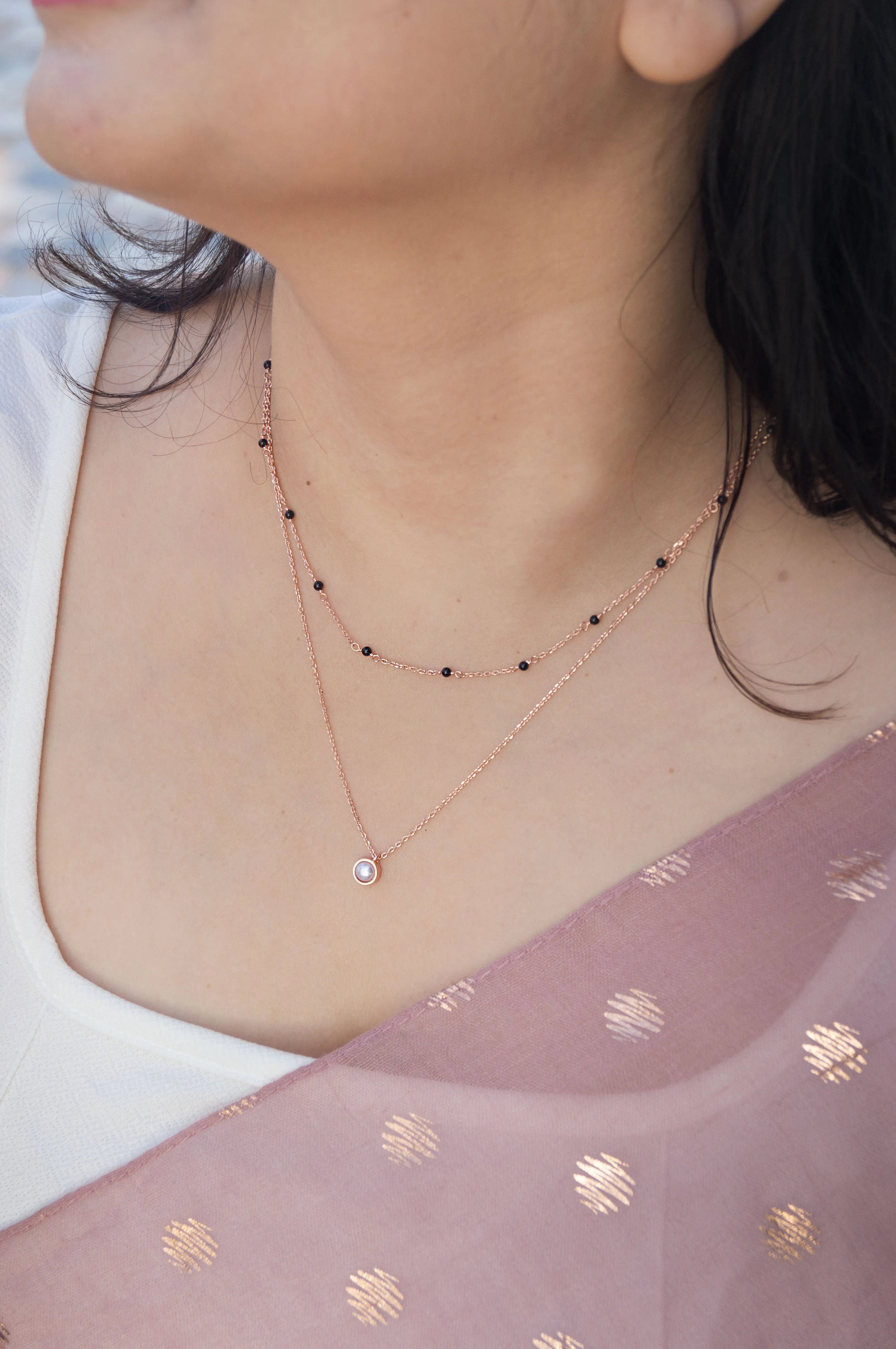 Trending Multilayer With Pearl Gold Plated Sterling Silver Mangalsutra Necklace