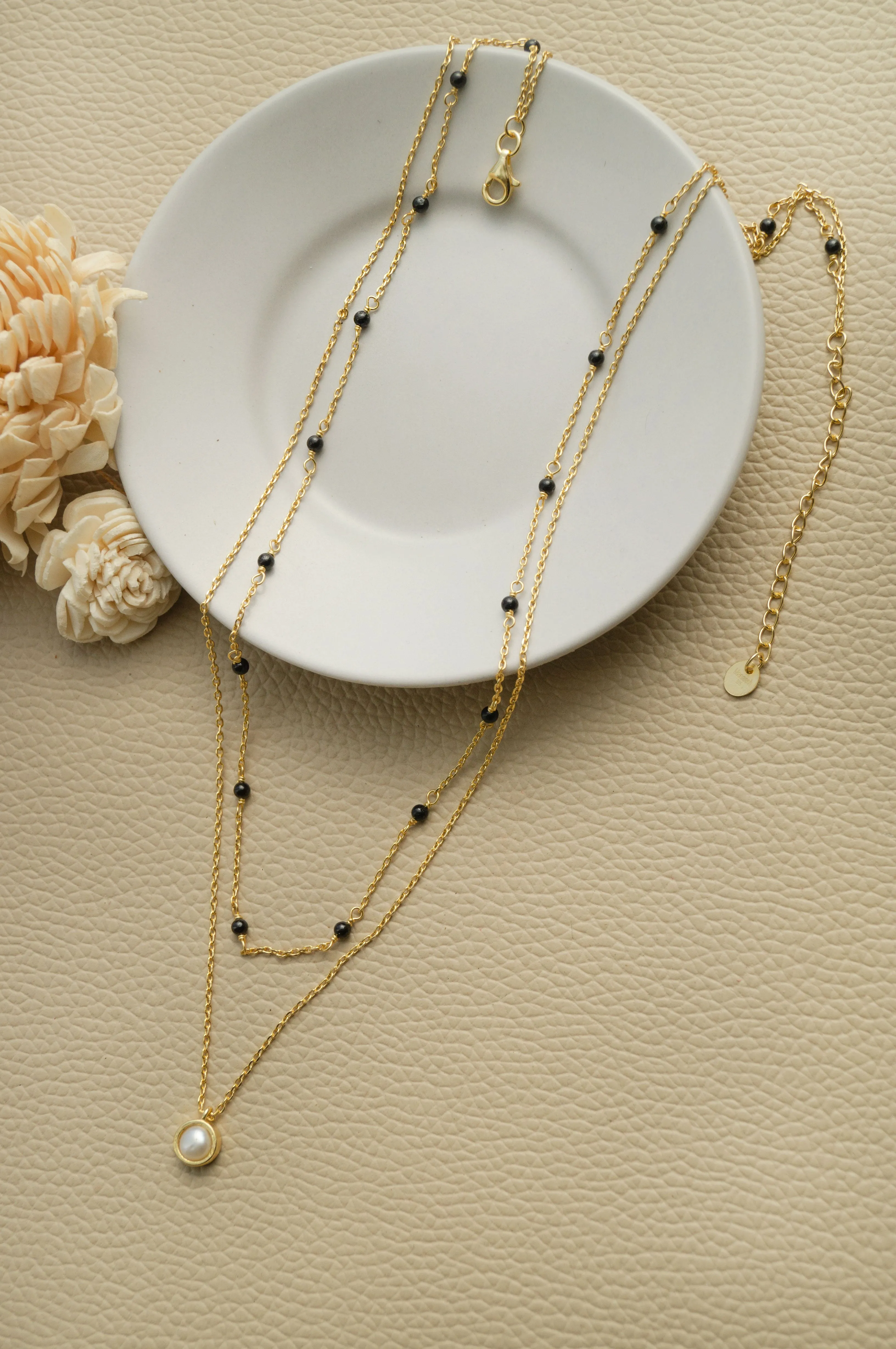 Trending Multilayer With Pearl Gold Plated Sterling Silver Mangalsutra Necklace