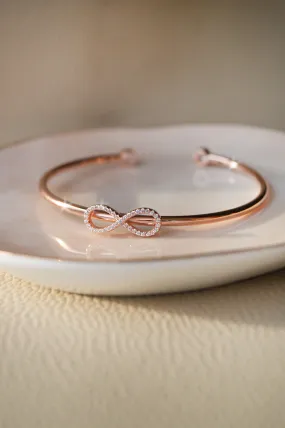 Trendy Infinity Rose Gold Plated Sterling Silver Adjustable Bracelet