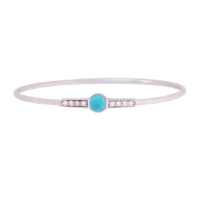 Turquoise and White Zircon Bangle Silver