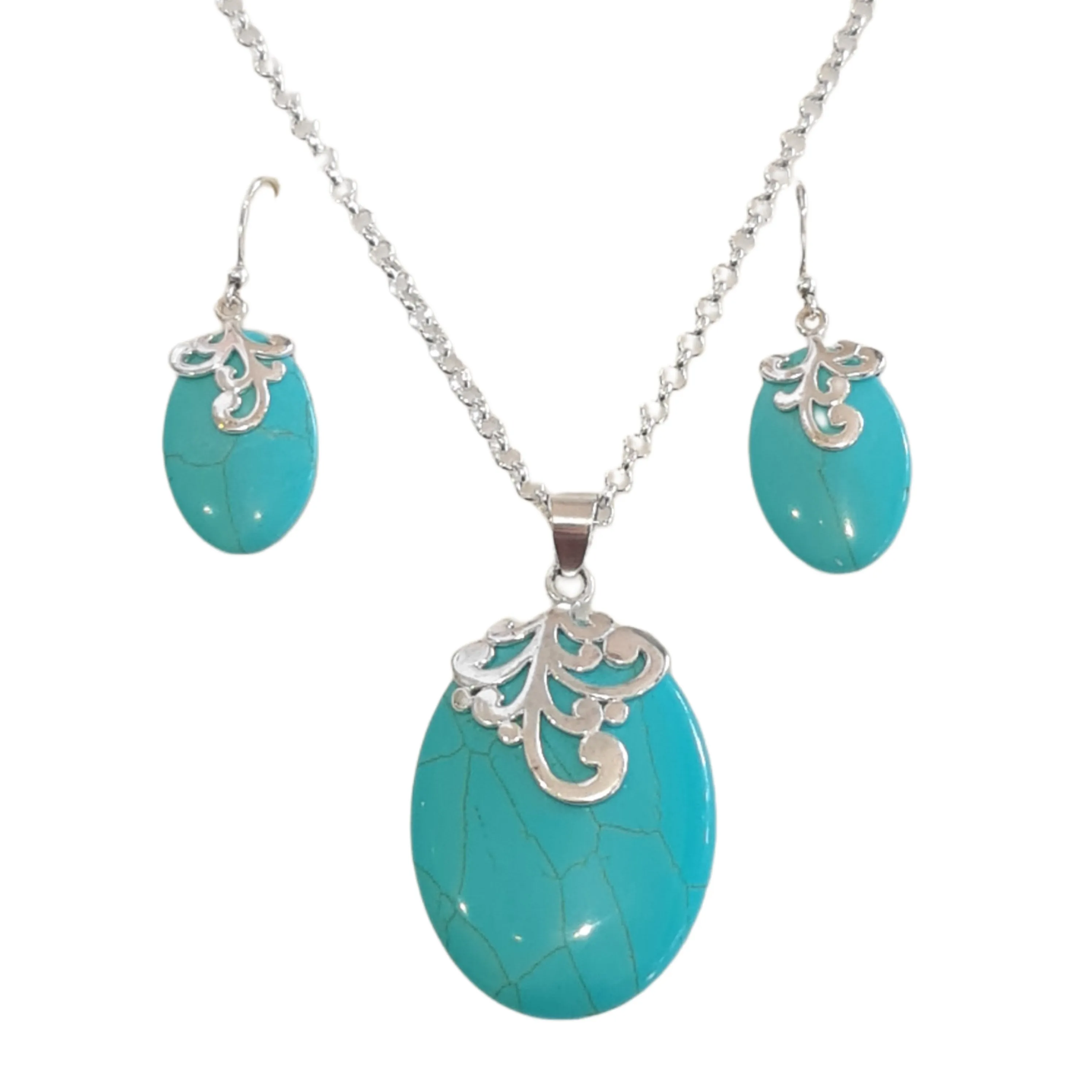 Turquoise necklace earring SET