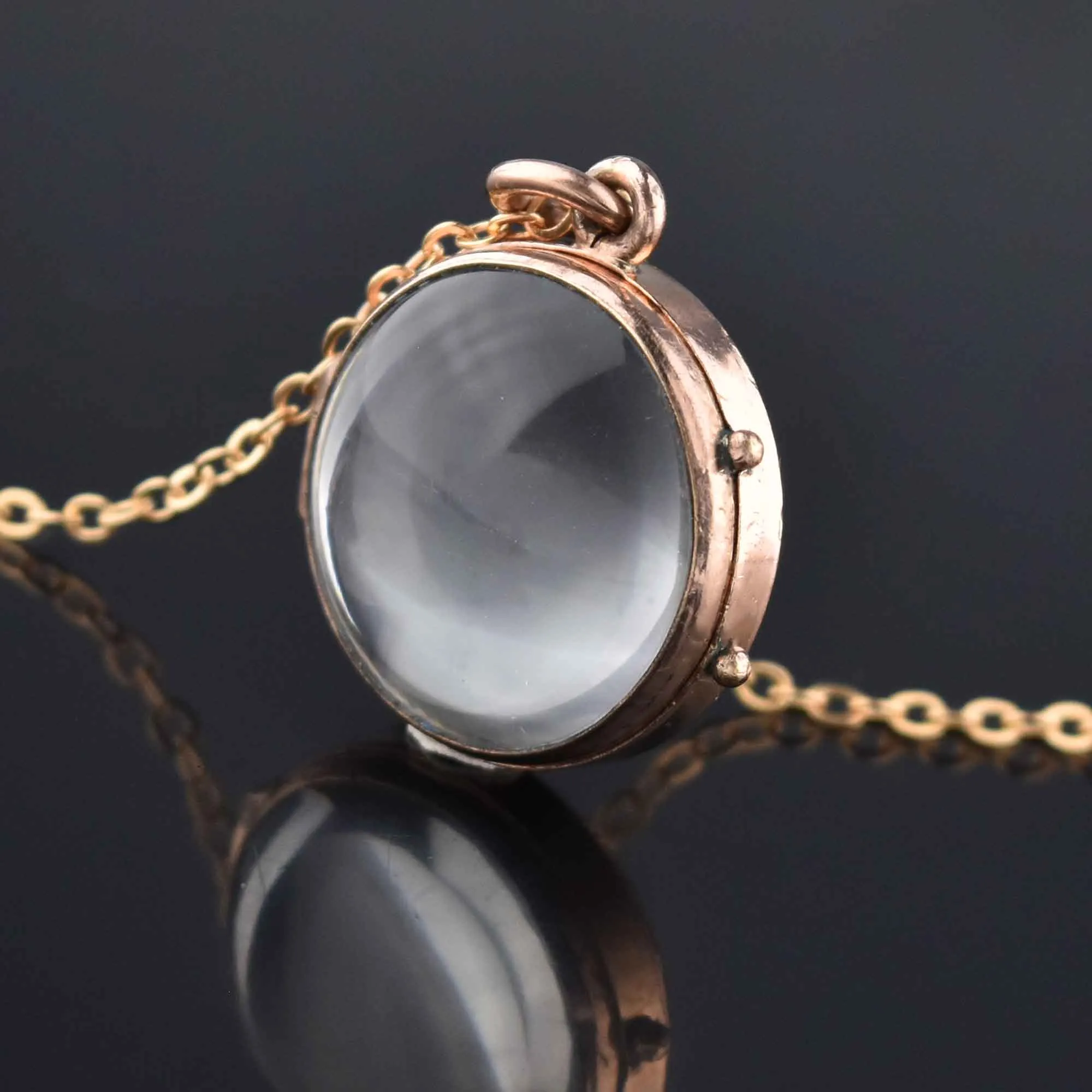 Victorian Pools of Light Rock Crystal Locket Necklace