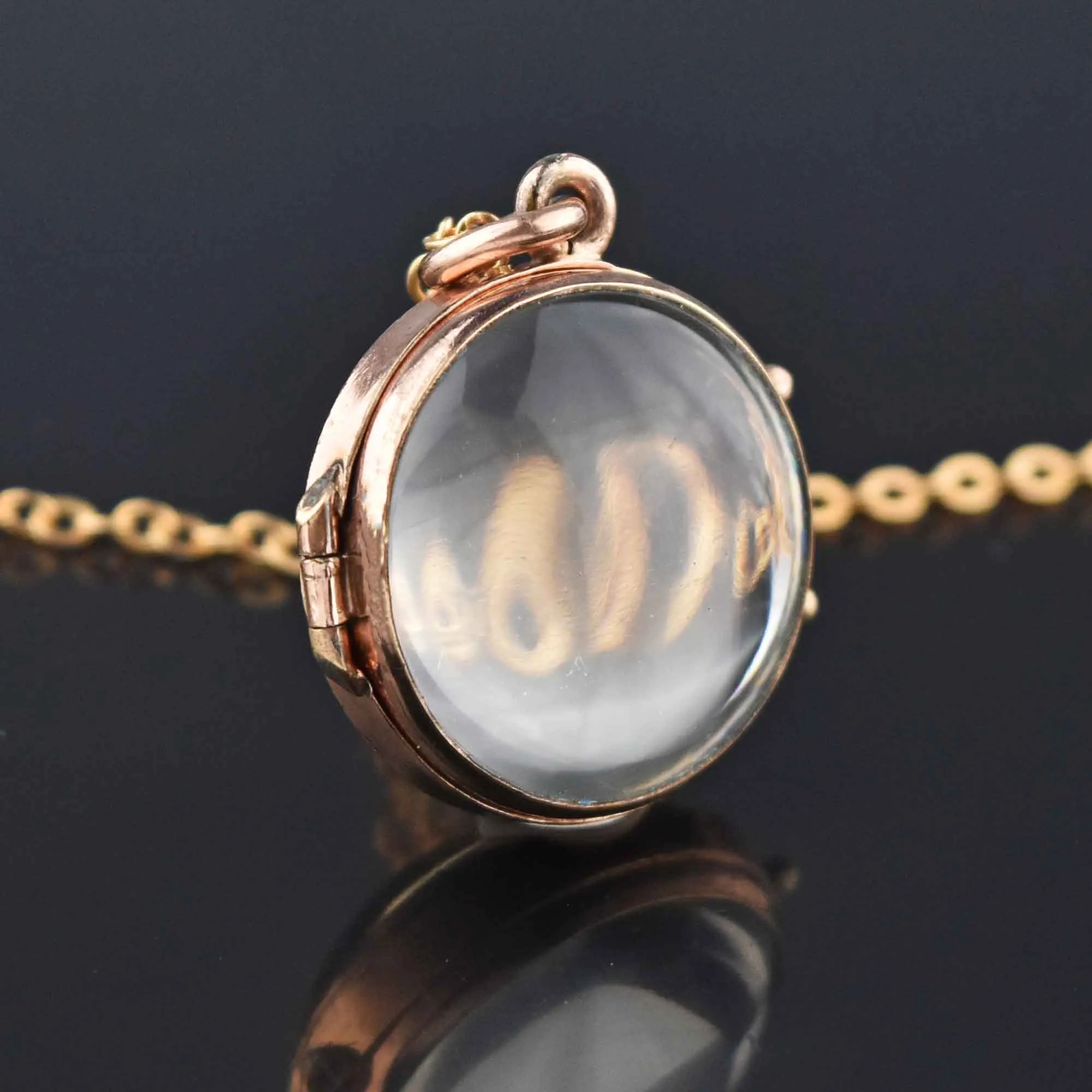 Victorian Pools of Light Rock Crystal Locket Necklace