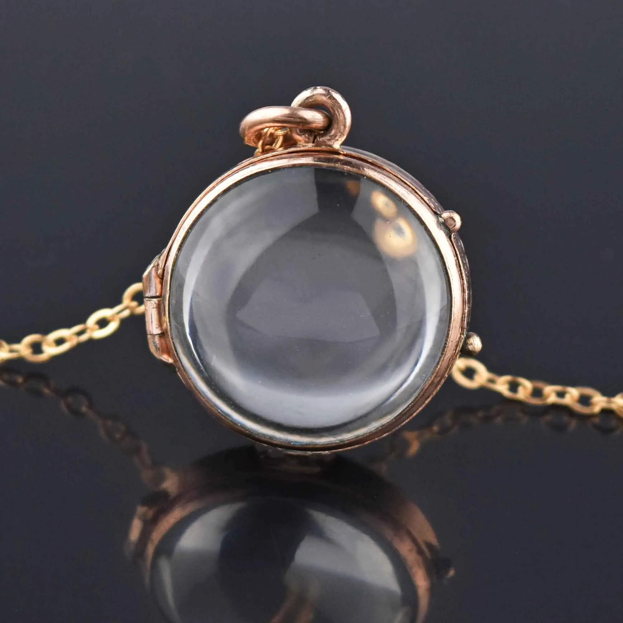 Victorian Pools of Light Rock Crystal Locket Necklace