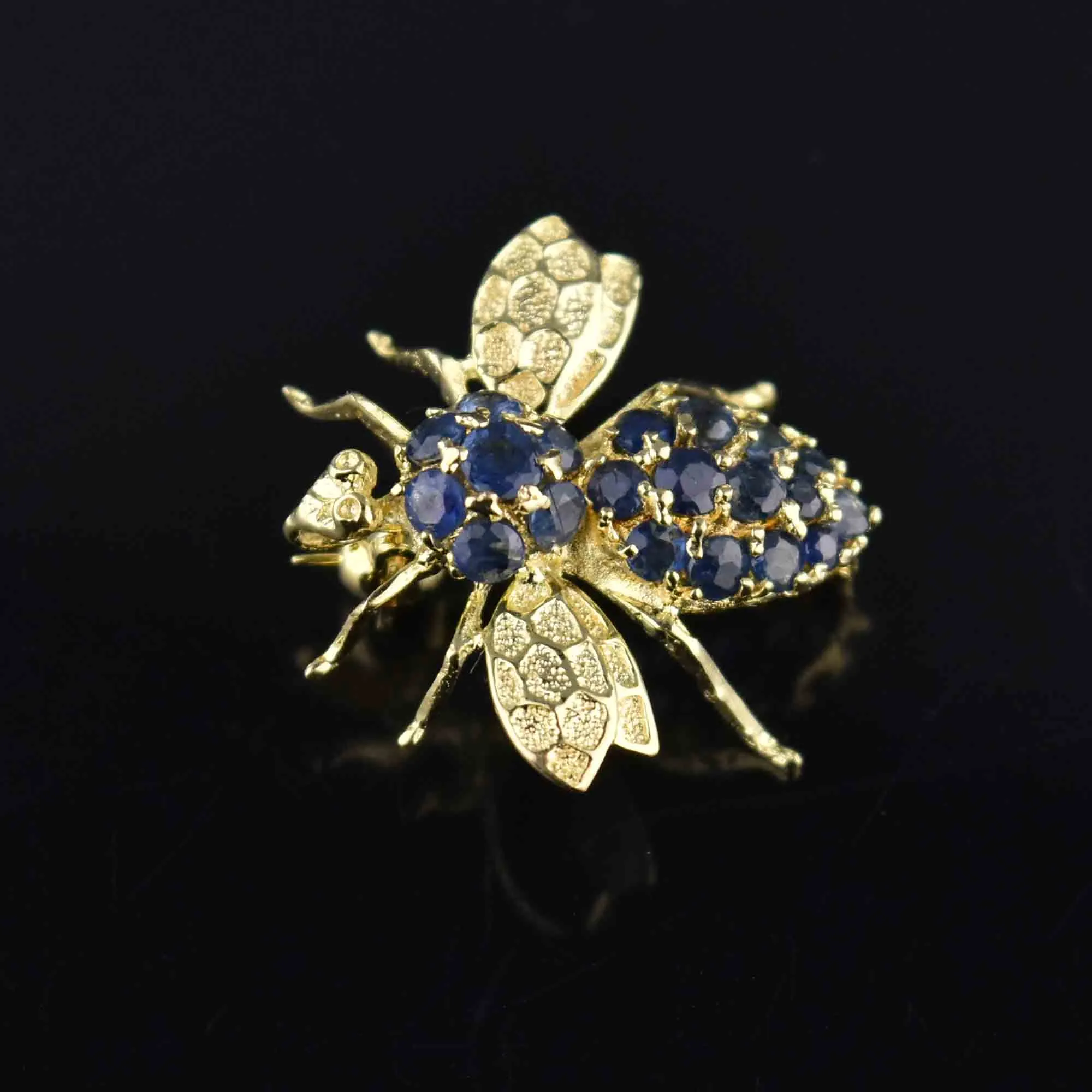 Vintage 14K Gold Sapphire BumbleBee Brooch Pendant