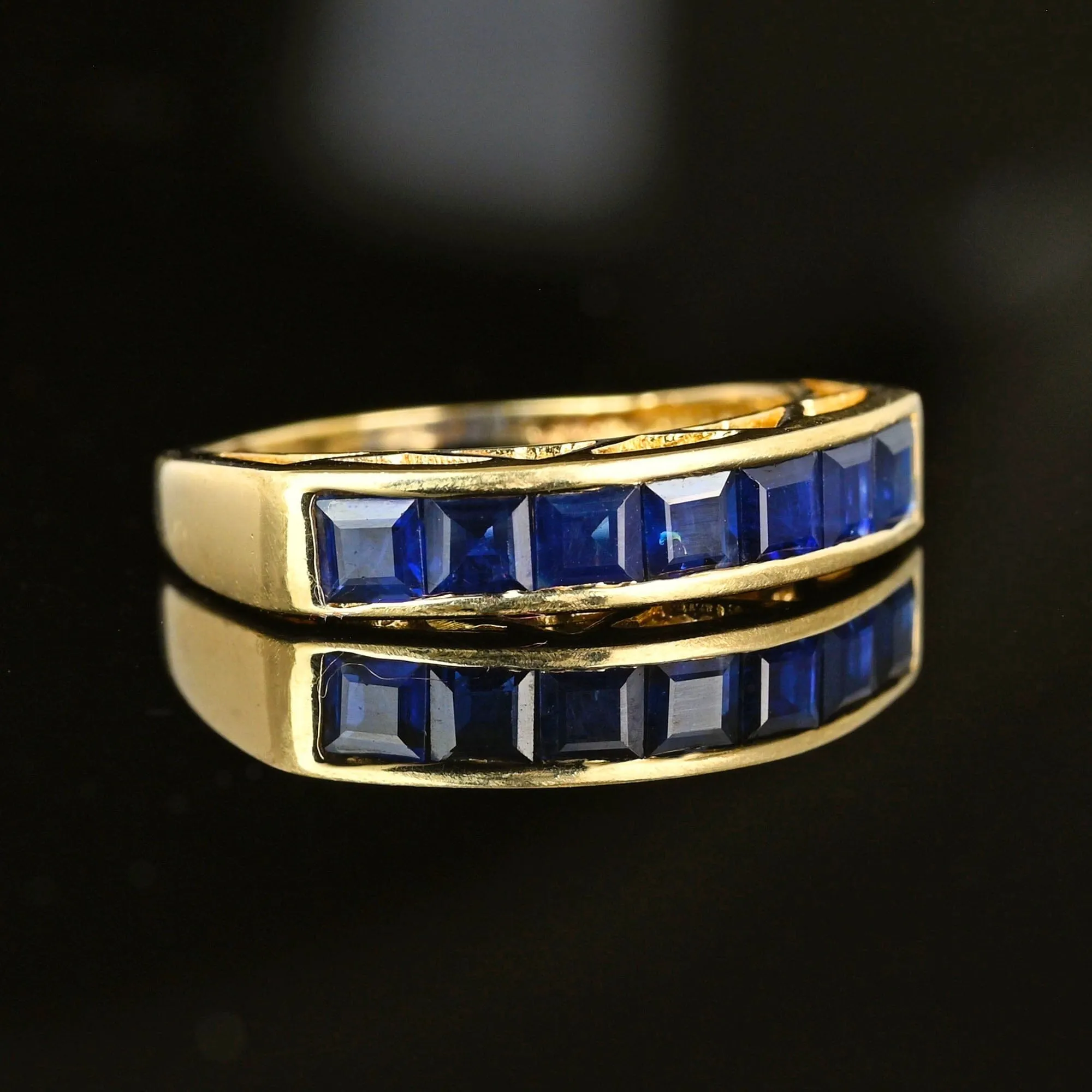 Vintage 14k Gold Seven Stone Sapphire Ring Band