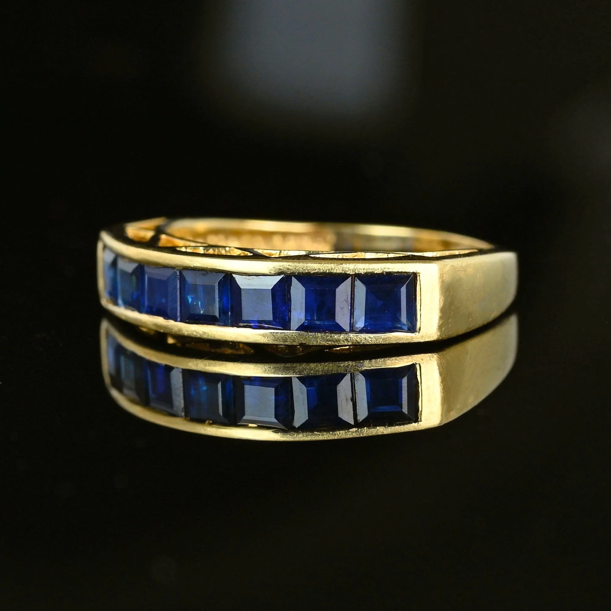 Vintage 14k Gold Seven Stone Sapphire Ring Band