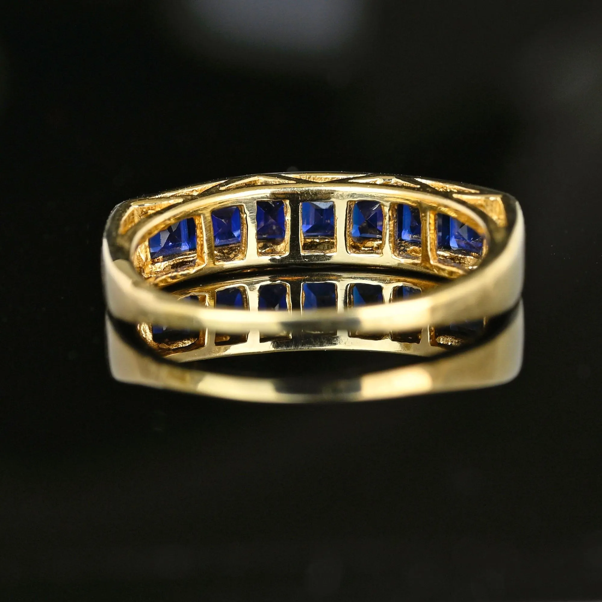 Vintage 14k Gold Seven Stone Sapphire Ring Band