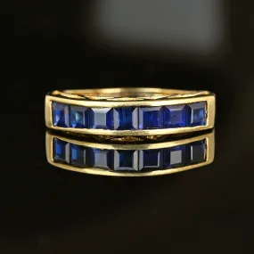 Vintage 14k Gold Seven Stone Sapphire Ring Band