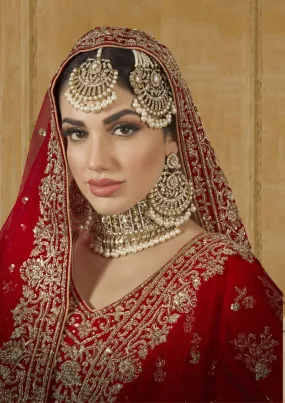 'Zaina', Pearl and Golden Bridal Jewellery Half Set by Oorvi Desai