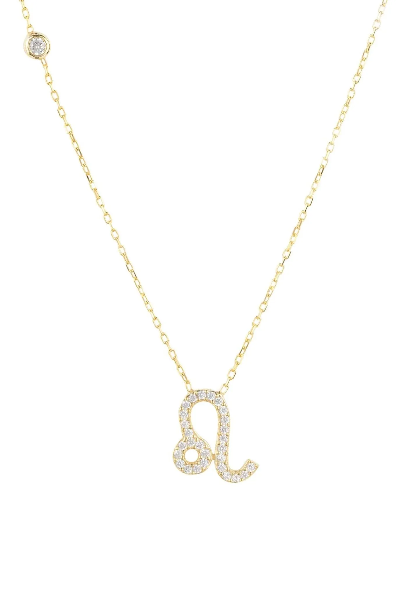 Zodiac Star Sign Pendant Necklace Gold Leo