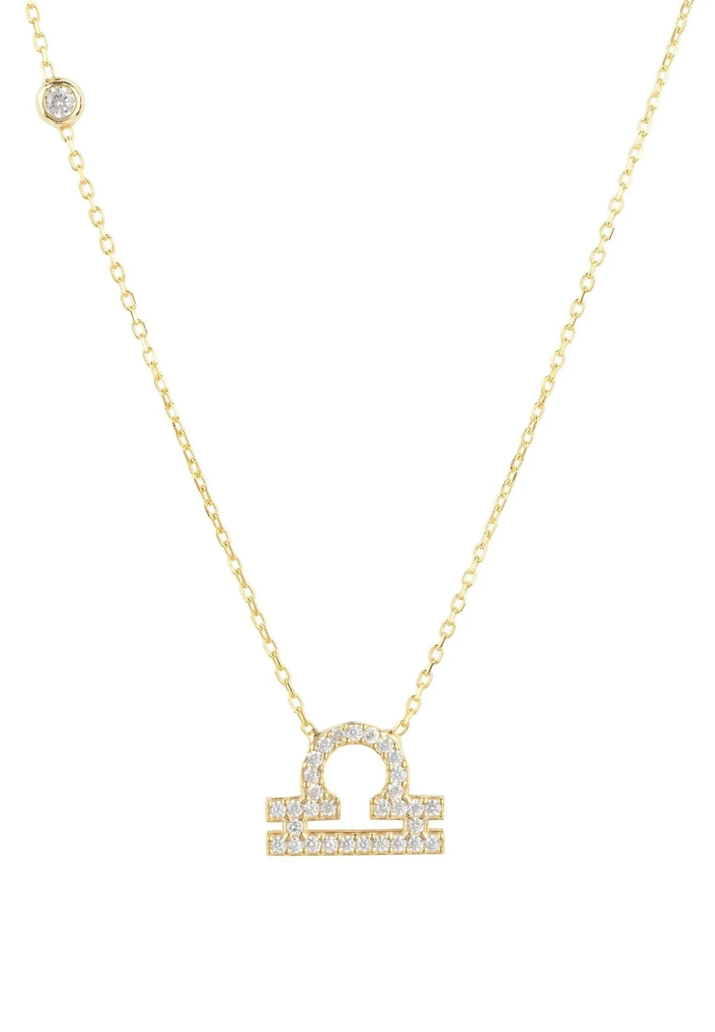 Zodiac Star Sign Pendant Necklace Gold Libra